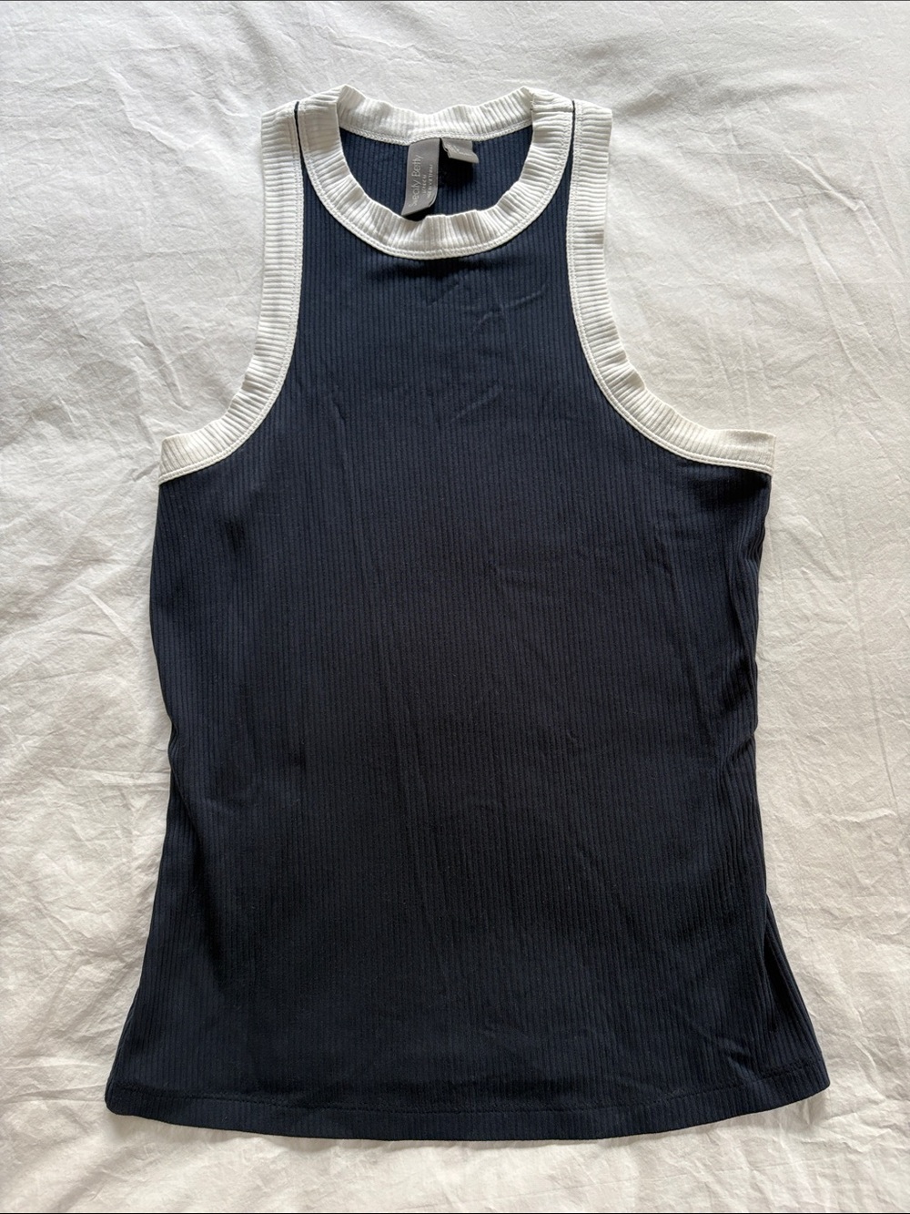 Sweaty Betty blue & white tank top - small
